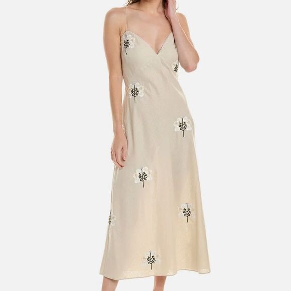 Sachin + Babi Cream Midi Dress with Floral Embroidery - Picture 5 of 16